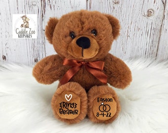 6" Ring Bearer Bear, Flower Girl Bear, Ring Security, Ring Bearer Gift, Personalized Wedding Party Gift, Will You Be My Ring Flower Girl