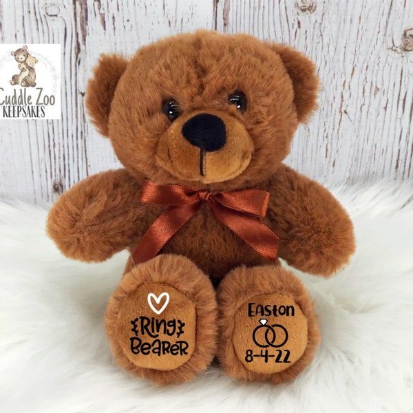 6" Ring Bearer Bear, Flower Girl Bear, Ring Security, Ring Bearer Gift, Personalized Wedding Party Gift, Will You Be My Ring Flower Girl