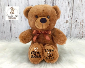 9" Ring Bearer Bear, Flower Girl Gift, Ring Security Gift, Wedding Party Gift, Ring Bearer Flower Girl Proposal, Will You Be My Ring Bearer