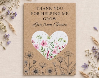 Personalised Plantable Wildflower Seed Heart Teacher Thank You End Of Term Gift