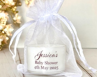 Personalised Tealight Candle Gift – Name & Date – Baby Shower, Christening, Wedding, Hen Do, Party Favour