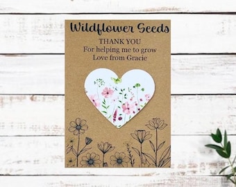 Personalised Plantable Wildflower Seed Heart Teacher Thank You End Of Term Gift