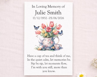 Personalised Funeral Tea Favour | Memorial Tea Bag Packet | Celebration of Life Keepsake | Remembrance Gift | Have a Cup of Tea