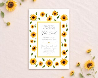 Personalised Sunflower Seed Funeral Favours – Memorial Seed Packets – Celebration of Life Keepsakes – Plantable Remembrance Gifts, Add Photo