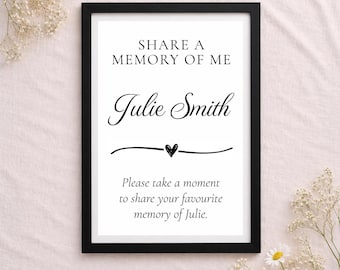 Personalised Funeral Favour Keepsake Remembrance Table Sign
