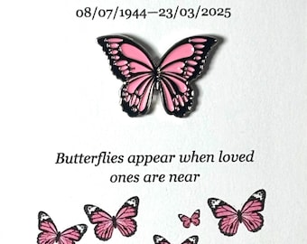 Insignia personalizada de mariposa esmaltada – Recuerdo conmemorativo, detalle para funeral, regalo de recuerdo /