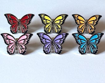 Elegant Enamel Butterfly Pin | Gift Accessory | Brooch | Pink Purple Blue Orange Red Yellow