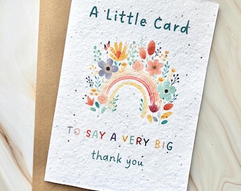 Plantable Thank You Teacher Card Rainbow – Eco Friendly Seed Paper Greeting – A5 Wildflower Card for End of Term – Sustainable Teacher Gift
