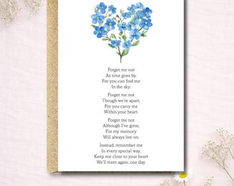 A6 In Loving Memory Card, Funeral Favour Insert, Order of Service Keepsake, Celebration of Life Handout, Bereavement Gift