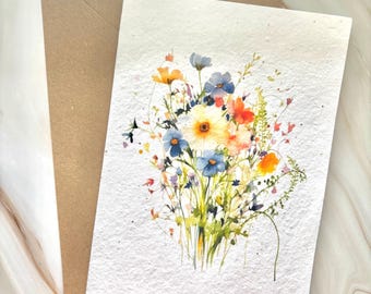 Plantable Wildflower Greetings Blank Card | Personalised | Sustainable, Eco-Friendly | Butterflies and Bees | A5 Size | Birthday, Thank You