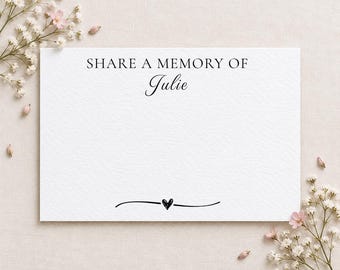 Personalised Funeral Favour Keepsake Remembrance ‘Share A Memory’ A6 Printed Card
