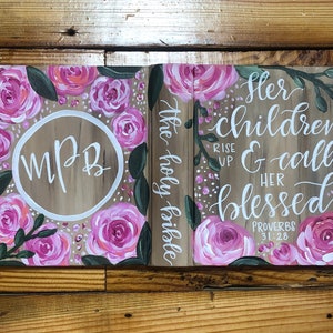 Mothers  Custom Painted Bible, Personalized Bible, Hand Painted Holy Book, Unique Religious Gift, Custom Bible Cover