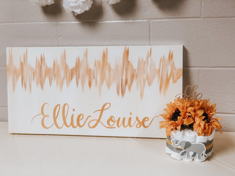 Custom Baby Heartbeat Painting With Name. Etsy