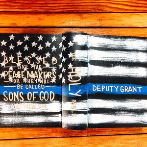 Police Officer/Firemen  Custom Painted Bible, Personalized Bible, Hand Painted Holy Book, Unique Religious Gift, Custom Bible Cover