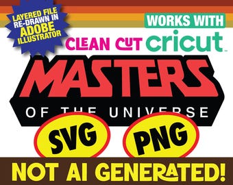 MASTERS of the Universe geïnspireerd logo * retro jaren 80 * PNG SVG-bundel.