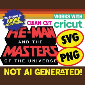 Pacchetto di loghi in formato SVG e PNG ispirati a He-Man e i Masters of the Universe in stile retrò anni '80.