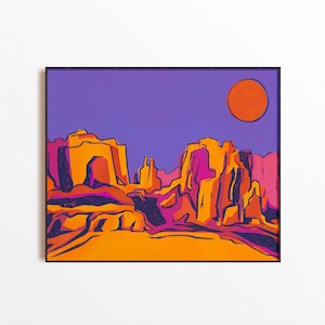 Sedona Wall Art - Southwest Desert Decor Arizona Nature Print Eclectic Decor Arizona Gifts Sedona Vortex Boho Warm Landscape Illustration