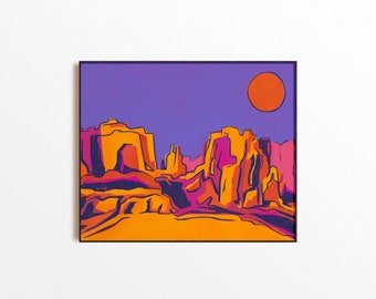 Sedona Desert Art Print – Boho Arizona Landscape Illustration