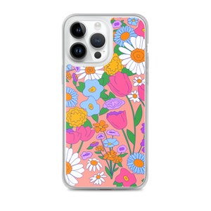 Boho iPhone Case in Pink - groovy phone case boho floral pattern iPhone 14 Case iPhone 14 Pro Max iPhone 11 case iPhone 13 Pro Max boho case