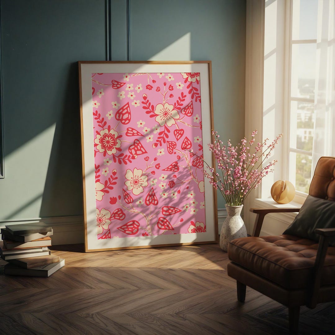 Pink Cherry Blossom Art Print – Modern Floral, Girly Room Decor - Etsy