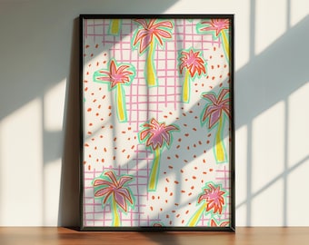 80s Memphis Palm Tree Print – Funky Tropical Pop Art Poster
