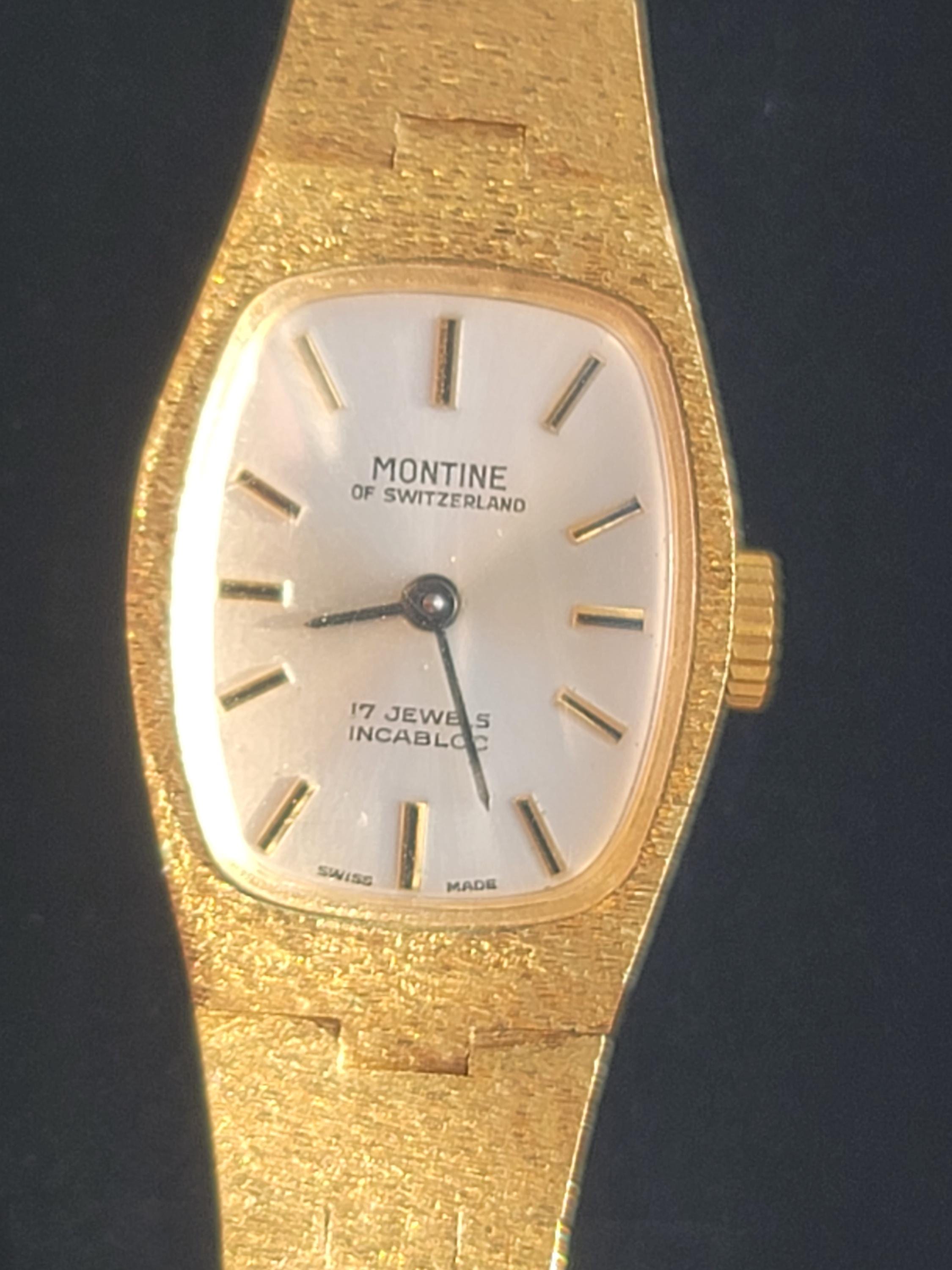 Vintage Montique 17 Jewels Incabloc Swiss Made Ladies Mechanical Gold Tone Watch Vintage Swiss Montine 17 Jewels Incabloc Gold Watch | eBay main image 2
