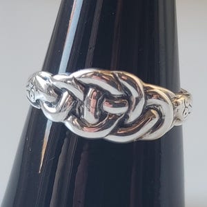 Vintage Sterling Silver Knot Ring – Edinburgh Hallmarked Size T Mens statement band