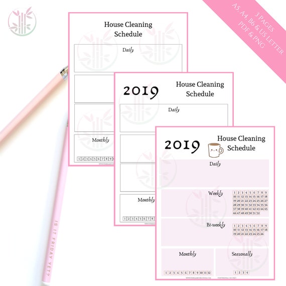 House Cleaning Schedule | Household Planner Printable Insert | Yearly Chore  Chart | Bullet Journal Printable Pages | Personal Tracker