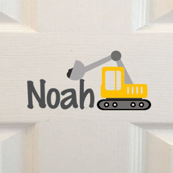 Kids Room Name Decal,Wall Decal, Custom Door Sign,Construction Decal, Kids Wall Art, Truck Decal, Boy Door Name, Vinyl Decal, Kids Door Sign