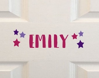 Kids Room Name Decal, Wall Decal, Personalized Kids Door Sign, Kids Wall Art, Stars Decal, Girl Door Name, Vinyl Decal, Kids Door Sign