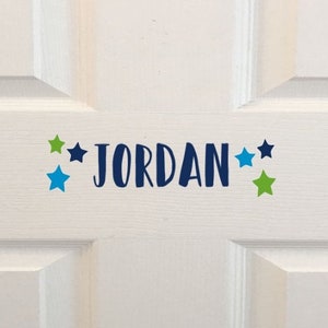 Kids Room Name Decal, Wall Decal, Personalized Kids Door Sign, Kids Wall Art, Stars Decal, Boy Door Name, Vinyl Decal, Kids Door Sign