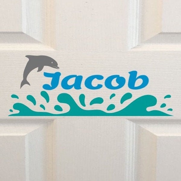 Dolphin Door Sign, Personalized Door Name, Dolphin Decal, Ocean Decal, Kids Door Letters, Dolphin,Girl Door Name, Vinyl Decal, Boy Door Sign