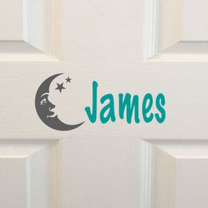 Nursery Door Decal, Baby Boy Nursery, Baby Girl Nursery, Personalized, Moon Decal, Stars Decal, Vinyl Decal, Nursery Sticker, kids door sign