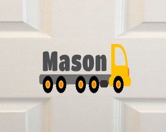 Kids Door Name Decal, Wall Decal, Custom Door Sign, Construction Decal, Truck Decal, Boy Door Name, Truck Sign, Vinyl Decal, Kids Door Sign