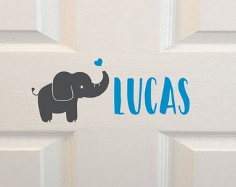 elephant themed boys nursery decor personalized baby boy bedroom door sign PK22