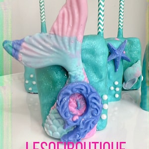 Mermaid Tail w/ Birthday Number Chocolate Covered  Rice Krispies/ Under the Sea/ Sirena/Beach/ Wedding/ Birthday/Baby Shower (10)