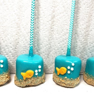 Mermaid Birthday   Baby Shark Baby Shower Nautical Birthday Beach theme 10 Chocolate Covered Marshmallow Pops Ocean Beach Wedding Favor.