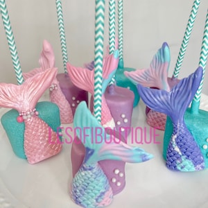 Mermaid Tails Covered  Chocolate Marshmallow Pops/ Under the Sea/ Beach/ Wedding/ Birthday/Baby Shower (10)