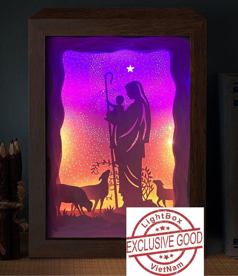 Download Merry Christmas 3d Paper Cut Light Box Template Svg Files Jesus Light Box Svg Files Paper