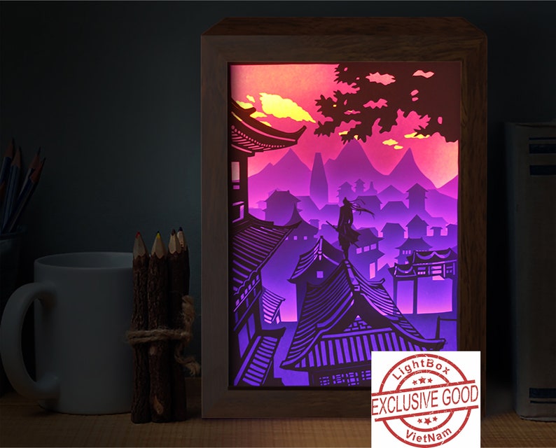 Download Home Hobby Template Ninja Assasin 3d Paper Cut Light Box Template Svg Files Ninja Assasin Light Box Paper Cut Svg Files Shadow Box Svg Craft Supplies Tools