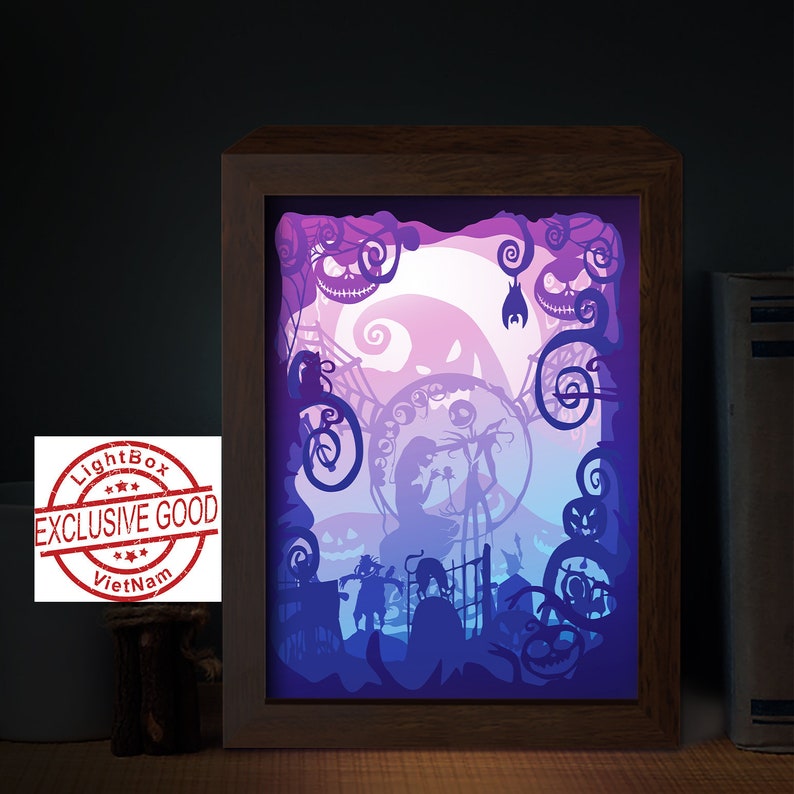 Light box Nightmare Before Christmas 3D Paper cut light box template