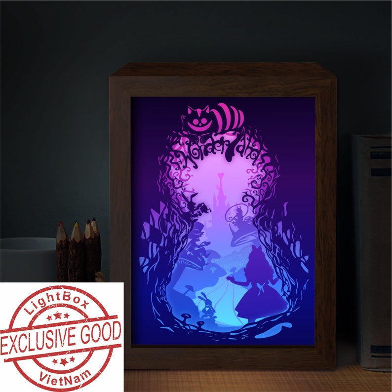 Download Light Box Alice 3d Paper Cut Light Box Template Svg Files Alice In Wonderland Shadow Box Svg Svg Files Paper Cut Template Kits Craft Supplies Tools Vadel Com