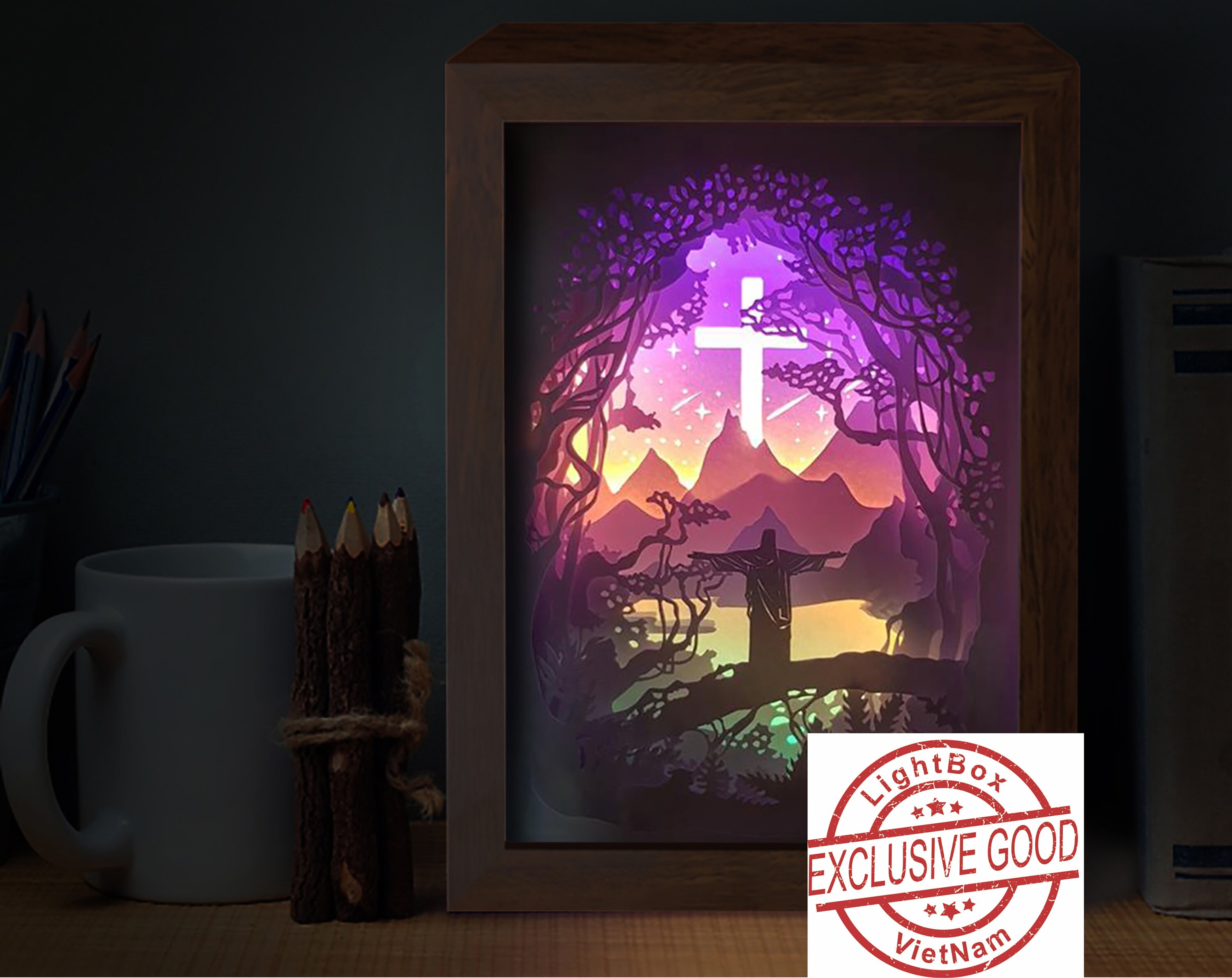 Download Jesus Paper Cutting Light Box Template SVG files | Etsy