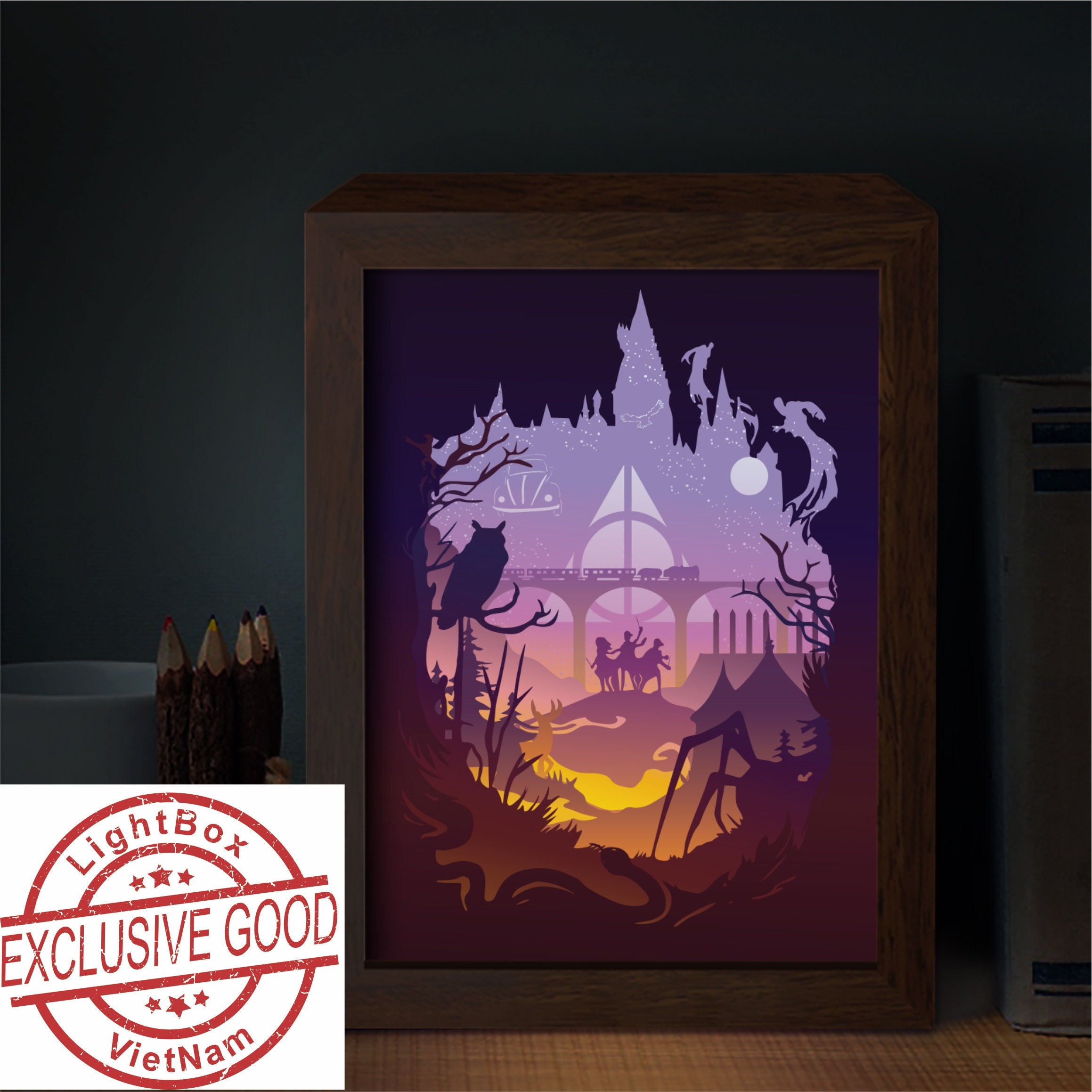 Harry Potter Paper Cutting Light Box Template SVG files Etsy