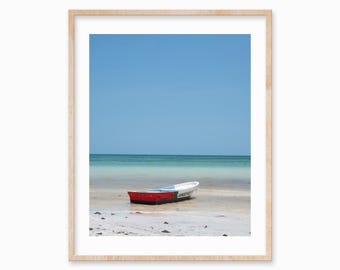 Isla Holbox Boat Print | Tropical Beach Photography (Digital Download)