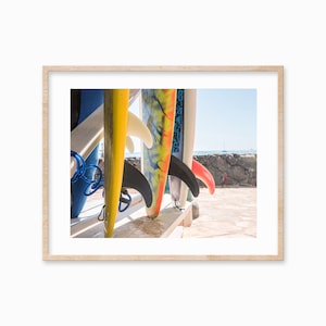 Tropical Surf Wall Art, Coastal Beach Print, Hawaii Surfboard, Waikiki Ocean Photo, Surf Wall Decor, Summer Travel Poster, Digital Download
