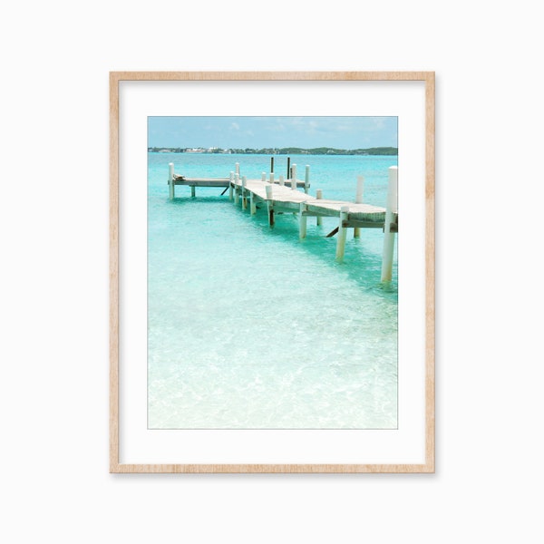 Boat Dock Beach Print, Bahamas Wall Decor, Printable Wall Art, Digital Download, Bahamas Pier, Exumas Poster, Water Printable, Water Print