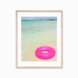 Pink Beach Float Print: Tropical Wall Art (Digital Download)