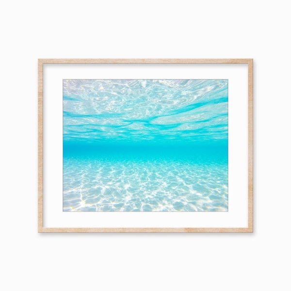 Bahamas Underwater Photo Print: Bright Blue Ocean Wall Art (Digital Download)