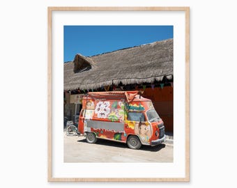 Isla Holbox Beach Van Print | Vibrant Mexico Travel Photography (Digital Download)